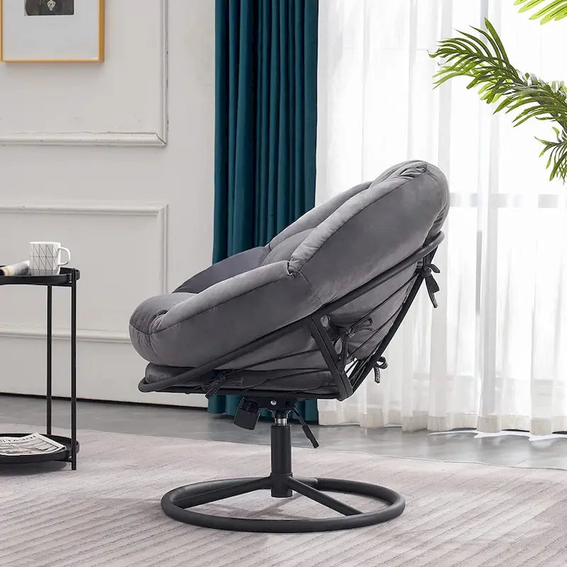 Fauteuil Papasan pivotant à vérin à gaz avec réglage de la hauteur, Velours HQ405