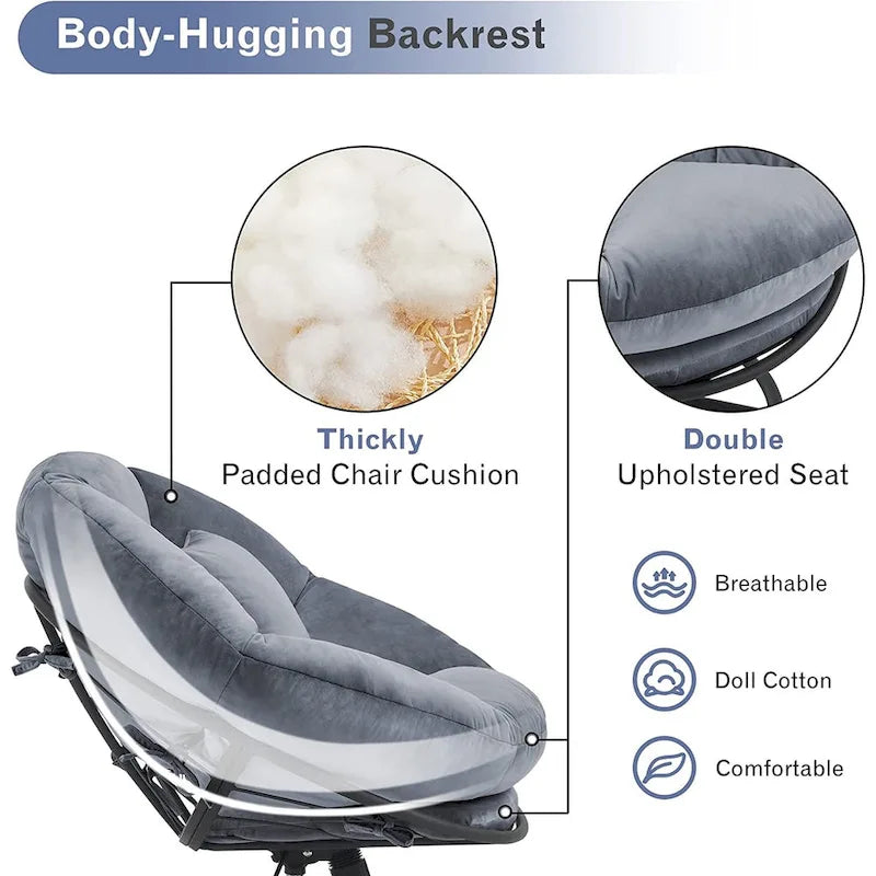 Fauteuil Papasan pivotant à vérin à gaz avec réglage de la hauteur, Velours HQ405