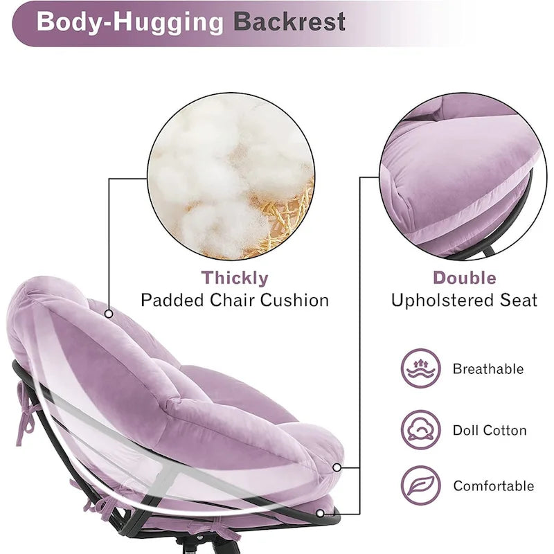 Fauteuil Papasan pivotant à vérin à gaz avec réglage de la hauteur, Velours HQ405