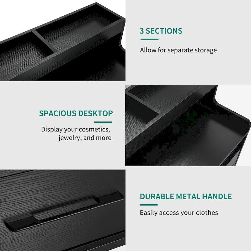Commode de rangement moderne à 6 tiroirs avec éclairage LED
