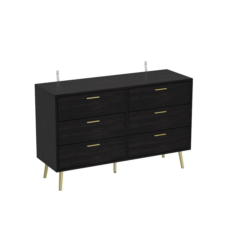 Commode moderne à 6 tiroirs, buffet de rangement double