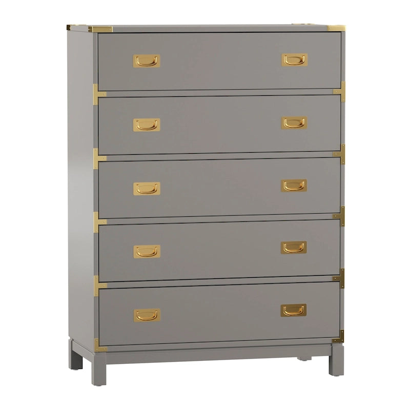 Commode à 5 tiroirs avec accents dorés par