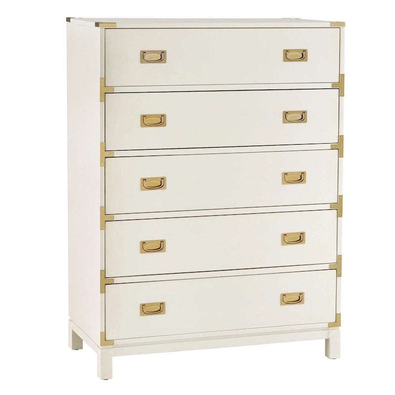 Commode à 5 tiroirs avec accents dorés par