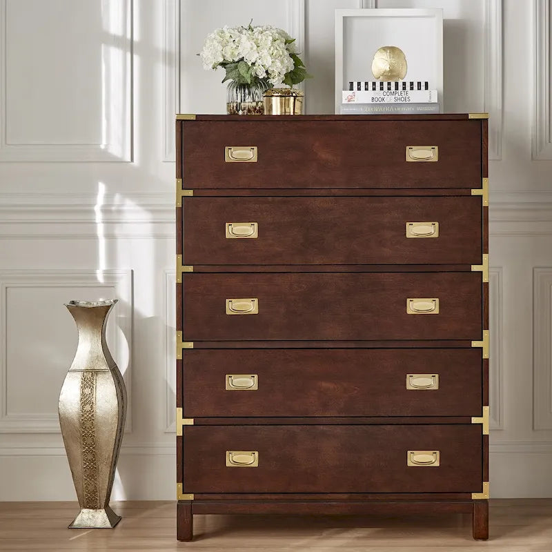 Kedric 5-Drawer Gold Accent Chest by iNSPIRE Q Bold