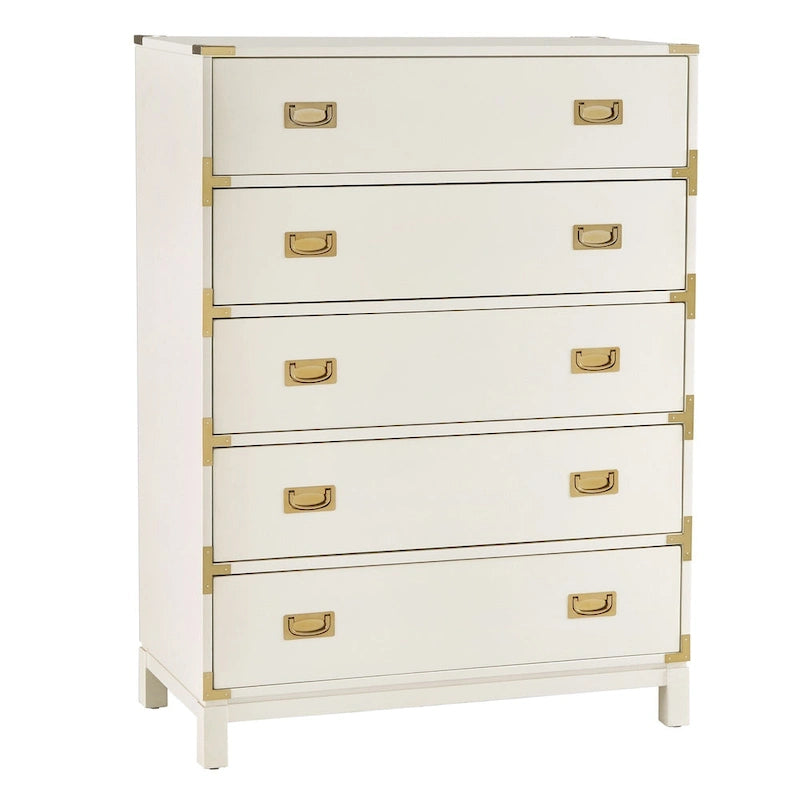 Commode à 5 tiroirs avec accents dorés par