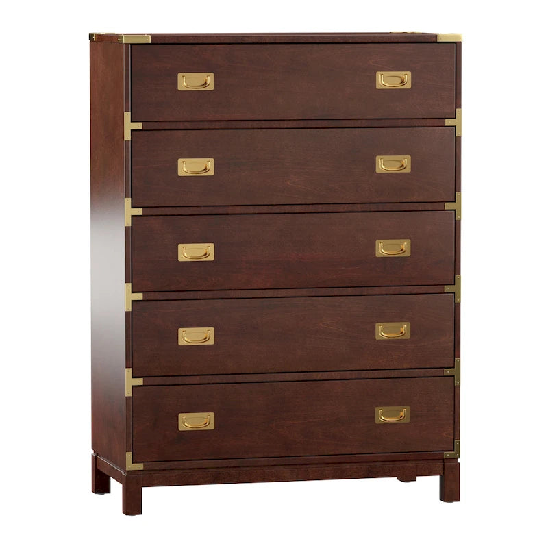 Commode à 5 tiroirs avec accents dorés par