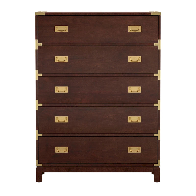 Commode à 5 tiroirs avec accents dorés par