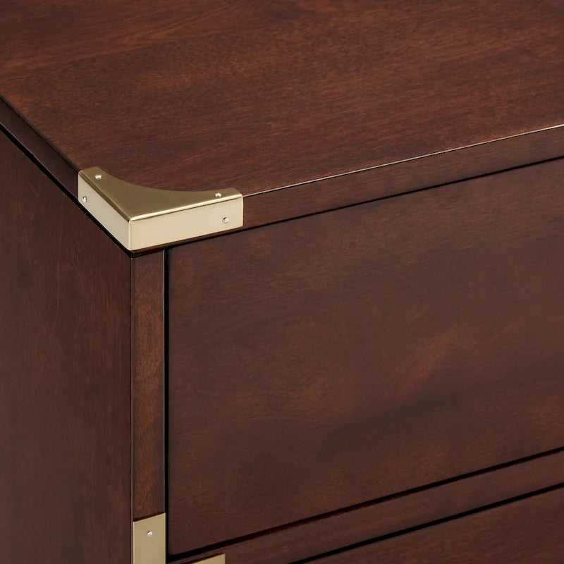 Commode à 5 tiroirs avec accents dorés par