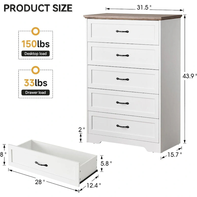 Commode de rangement moderne à 6 tiroirs pour chambre à coucher