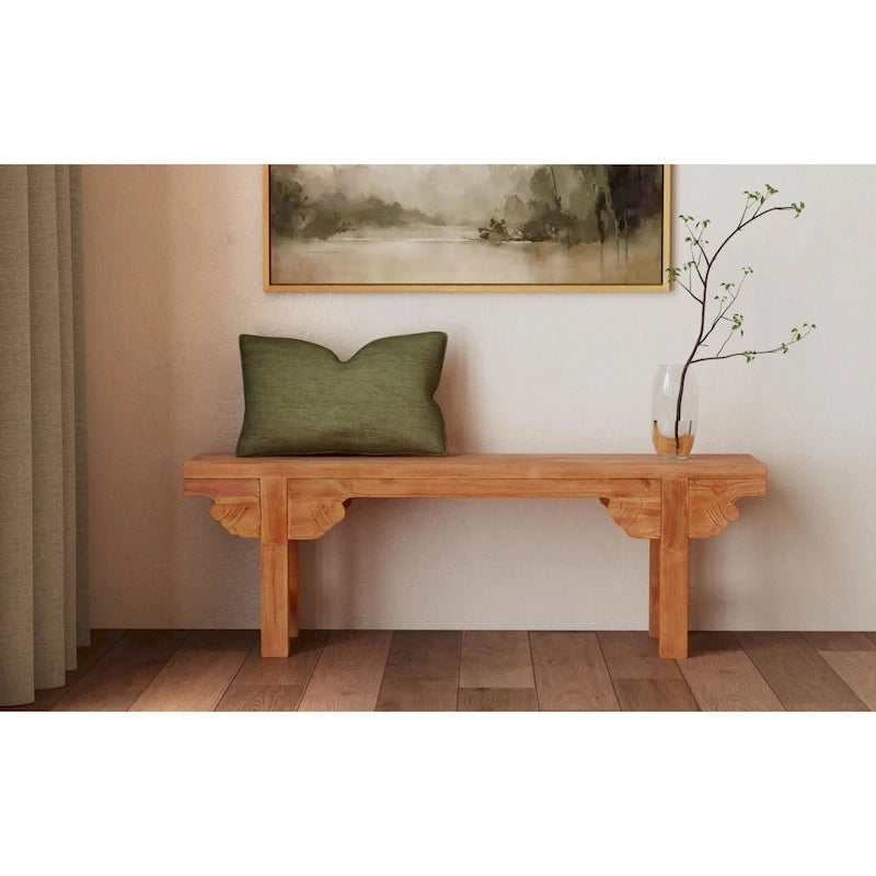 Banc sculpté en bois massif naturel par