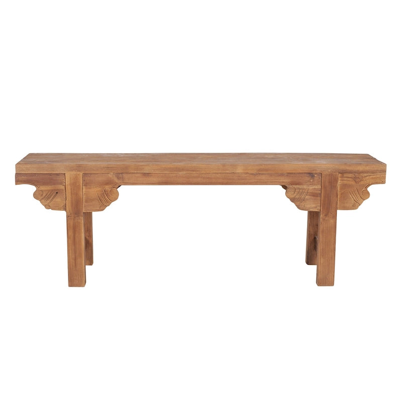 Banc sculpté en bois massif naturel par