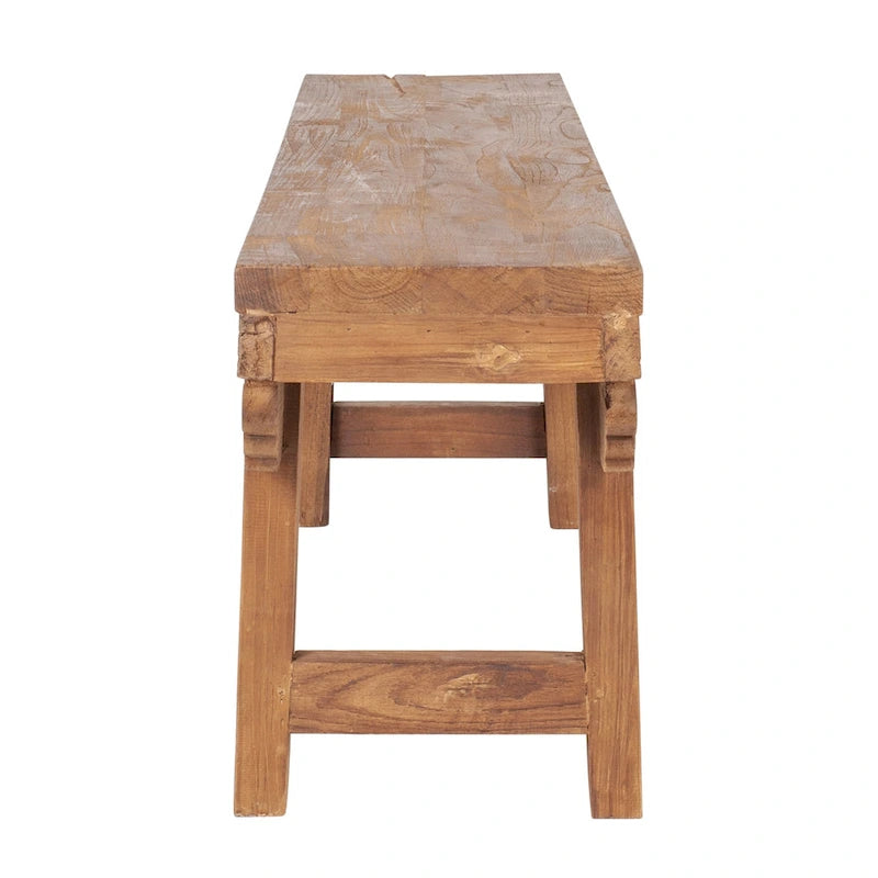 Banc sculpté en bois massif naturel par