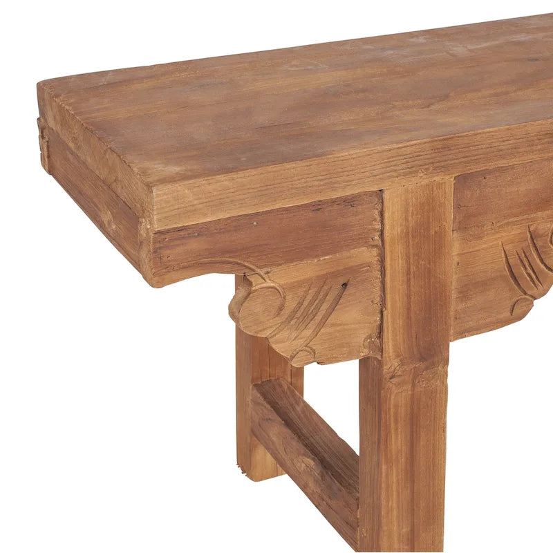 Banc sculpté en bois massif naturel par
