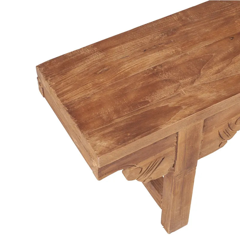 Banc sculpté en bois massif naturel par