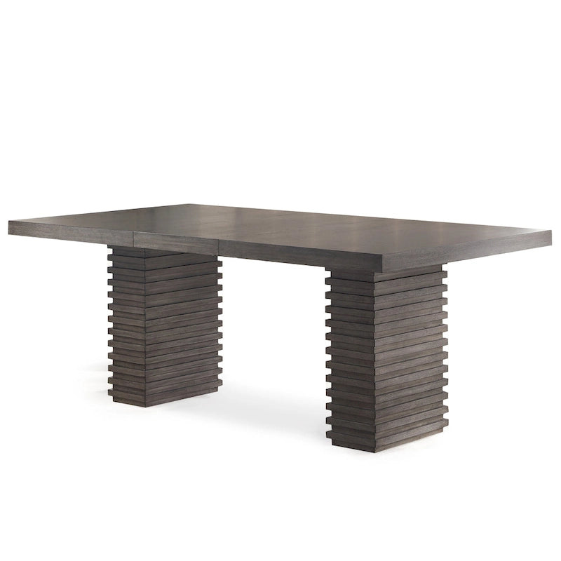 Table à manger contemporaine en bois de 78 pouces – Gris-brun
