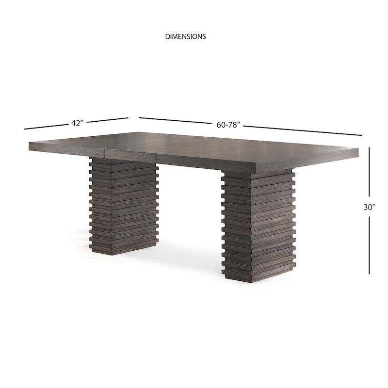 Table à manger contemporaine en bois de 78 pouces – Gris-brun