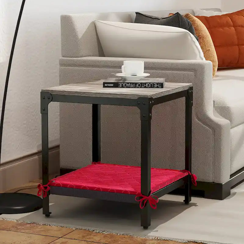 Table d'appoint carrée moderne en bois avec rangement