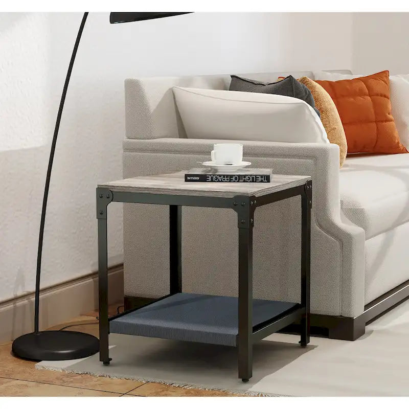 Table d'appoint carrée moderne en bois avec rangement
