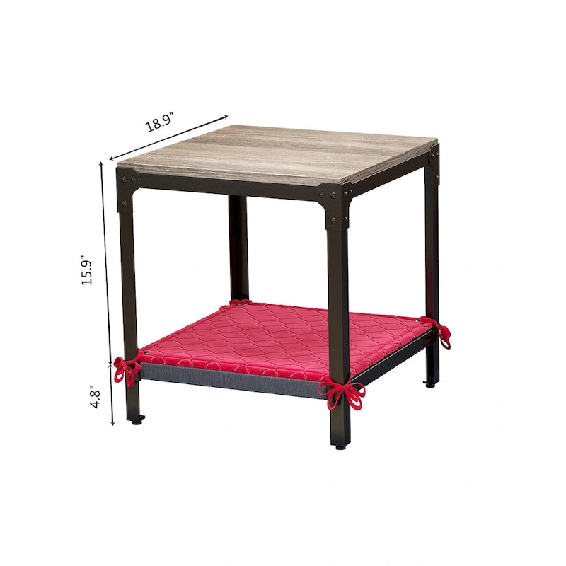 Table d'appoint carrée moderne en bois avec rangement
