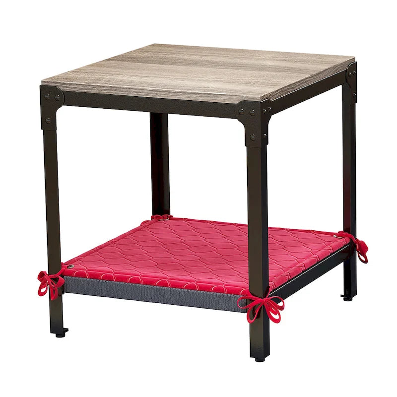 Table d'appoint carrée moderne en bois avec rangement