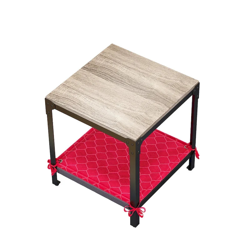 Table d'appoint carrée moderne en bois avec rangement