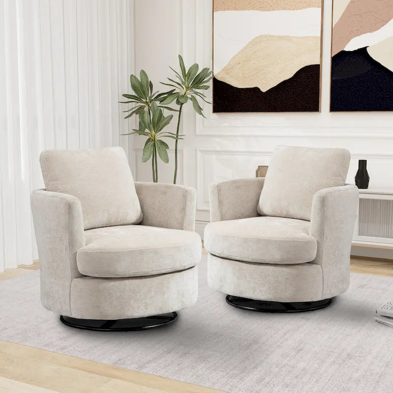 Fauteuil pivotant cylindrique moderne rembourré (lot de 2)