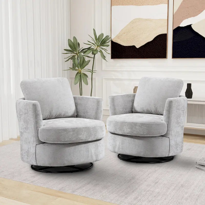 Fauteuil pivotant cylindrique moderne rembourré (lot de 2)