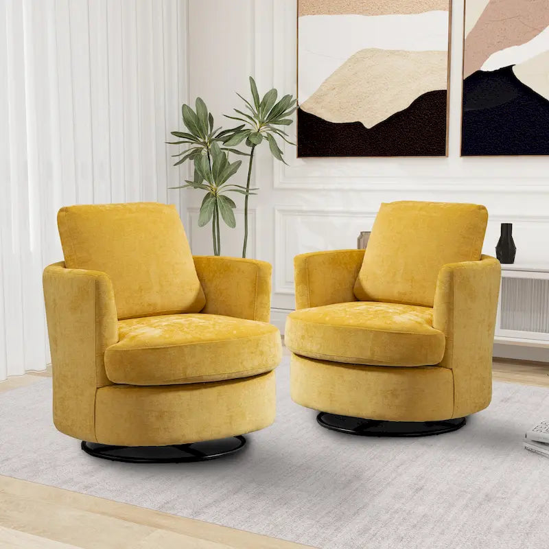 Fauteuil pivotant cylindrique moderne rembourré (lot de 2)