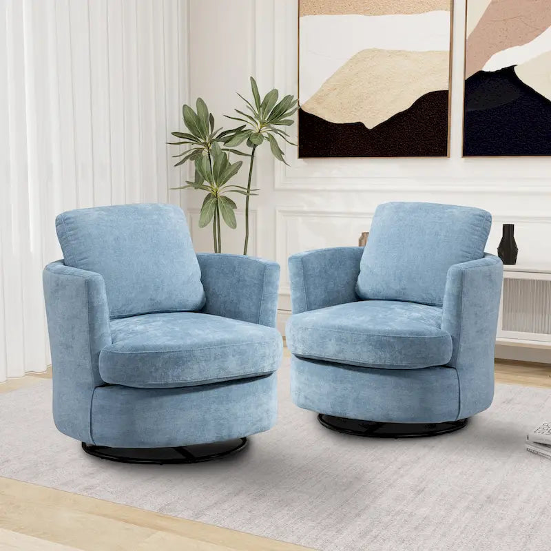Fauteuil pivotant cylindrique moderne rembourré (lot de 2)