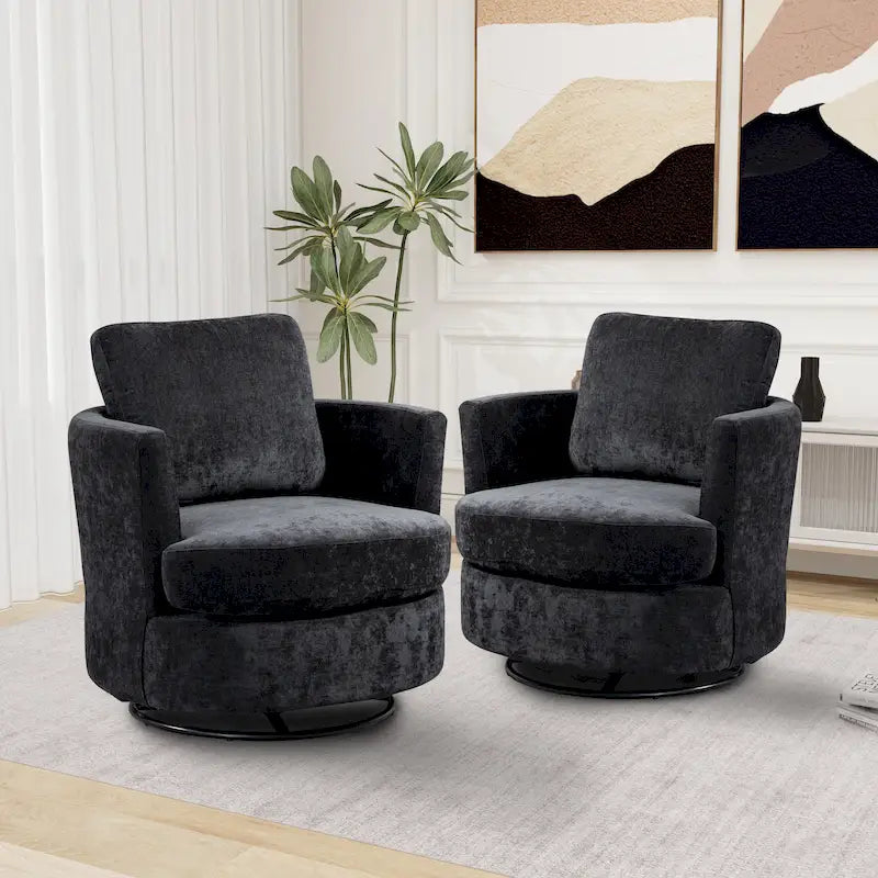 Fauteuil pivotant cylindrique moderne rembourré (lot de 2)