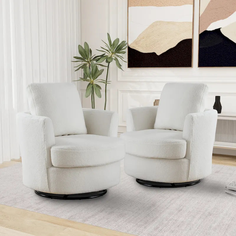 Fauteuil pivotant cylindrique moderne rembourré (lot de 2)