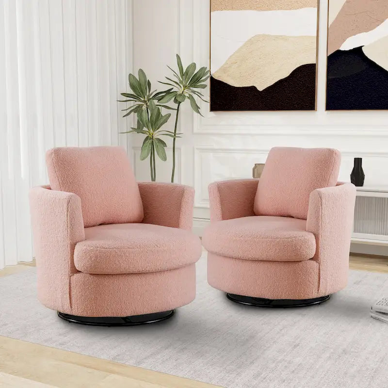 Fauteuil pivotant cylindrique moderne rembourré (lot de 2)