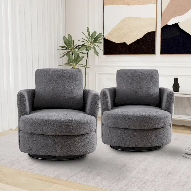 Fauteuil pivotant cylindrique moderne rembourré (lot de 2)