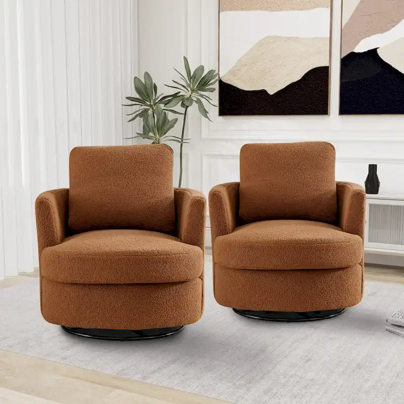 Fauteuil pivotant cylindrique moderne rembourré (lot de 2)