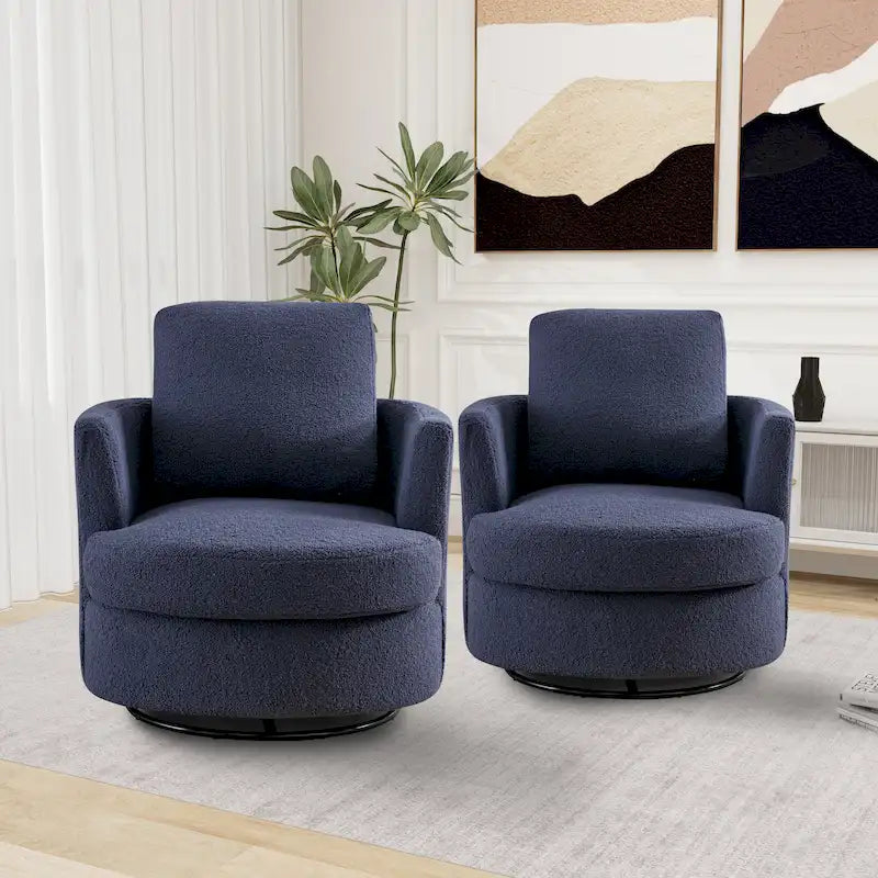 Fauteuil pivotant cylindrique moderne rembourré (lot de 2)