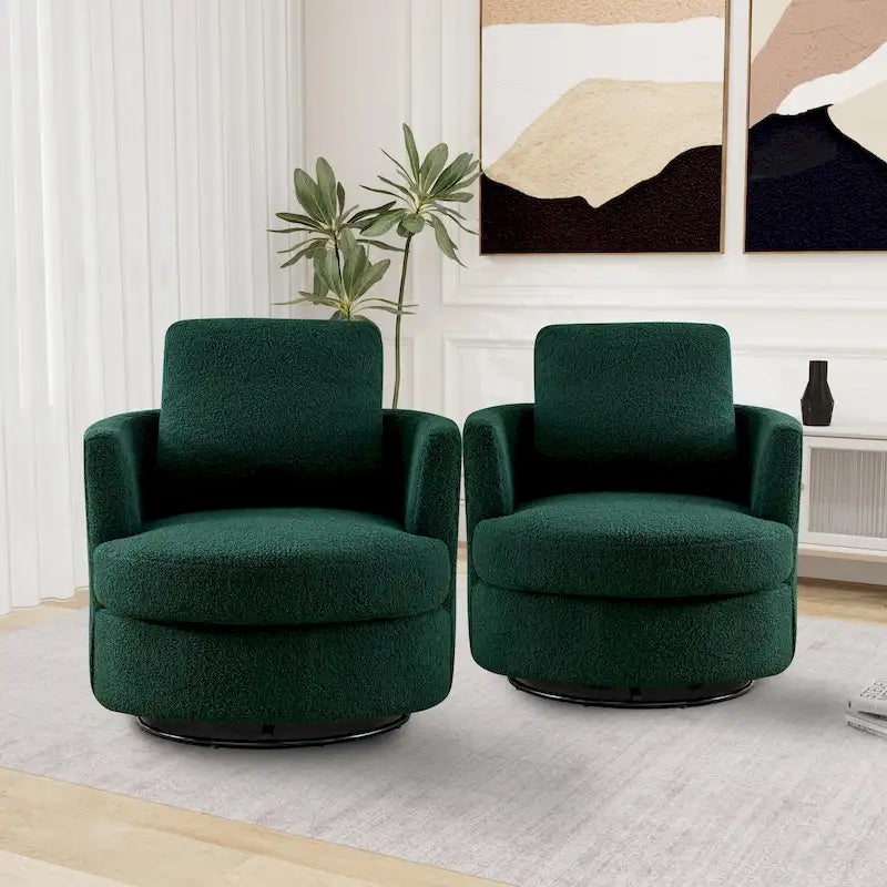 Fauteuil pivotant cylindrique moderne rembourré (lot de 2)