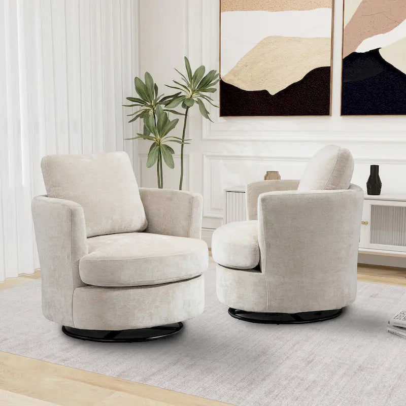 Fauteuil pivotant cylindrique moderne rembourré (lot de 2)
