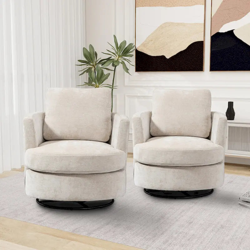 Fauteuil pivotant cylindrique moderne rembourré (lot de 2)