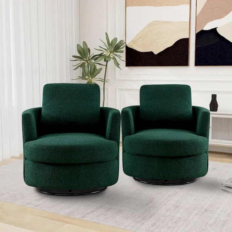 Fauteuil pivotant cylindrique moderne rembourré (lot de 2)