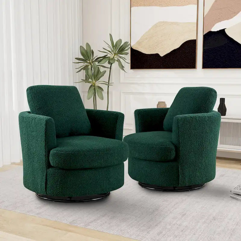 Fauteuil pivotant cylindrique moderne rembourré (lot de 2)