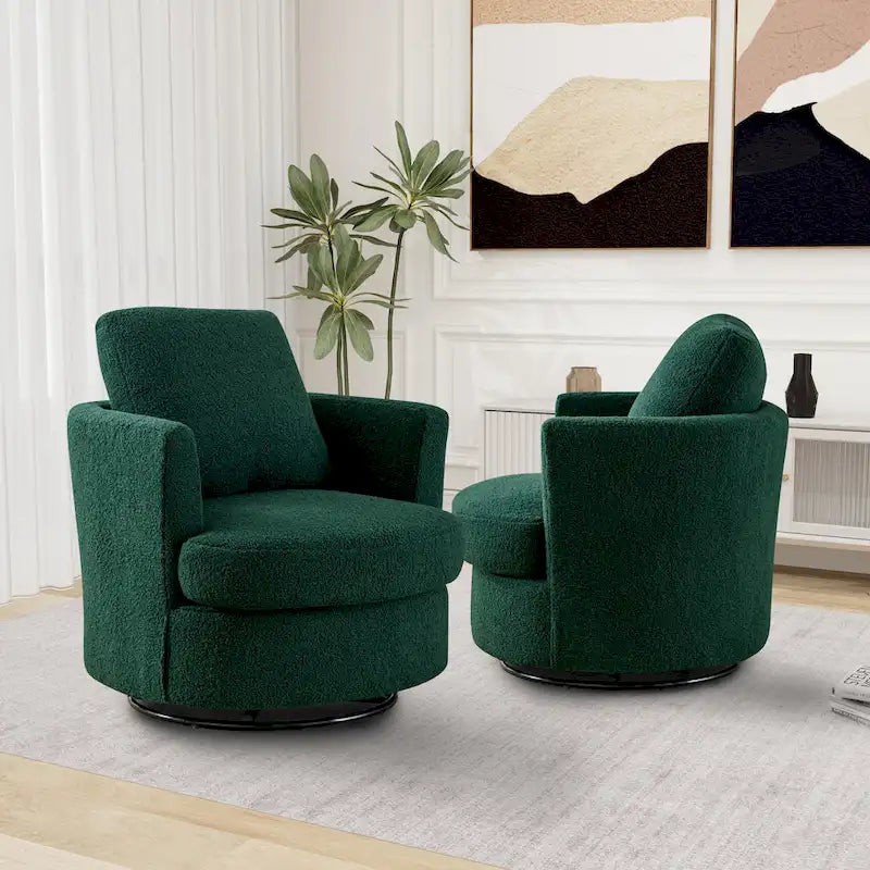 Fauteuil pivotant cylindrique moderne rembourré (lot de 2)