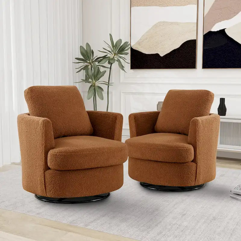 Fauteuil pivotant cylindrique moderne rembourré (lot de 2)