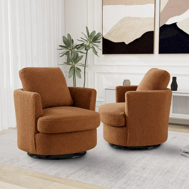Fauteuil pivotant cylindrique moderne rembourré (lot de 2)