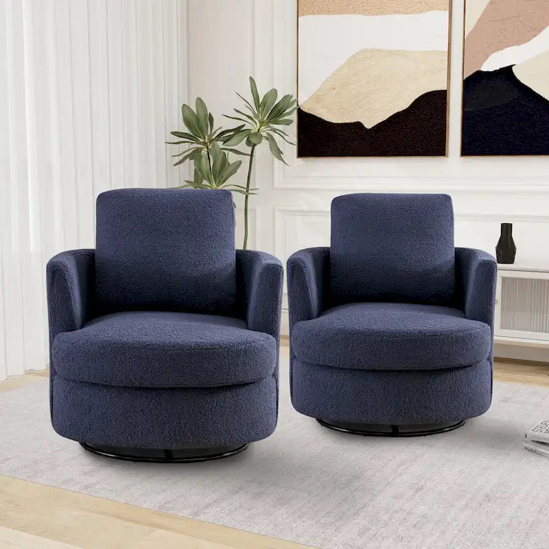 Fauteuil pivotant cylindrique moderne rembourré (lot de 2)