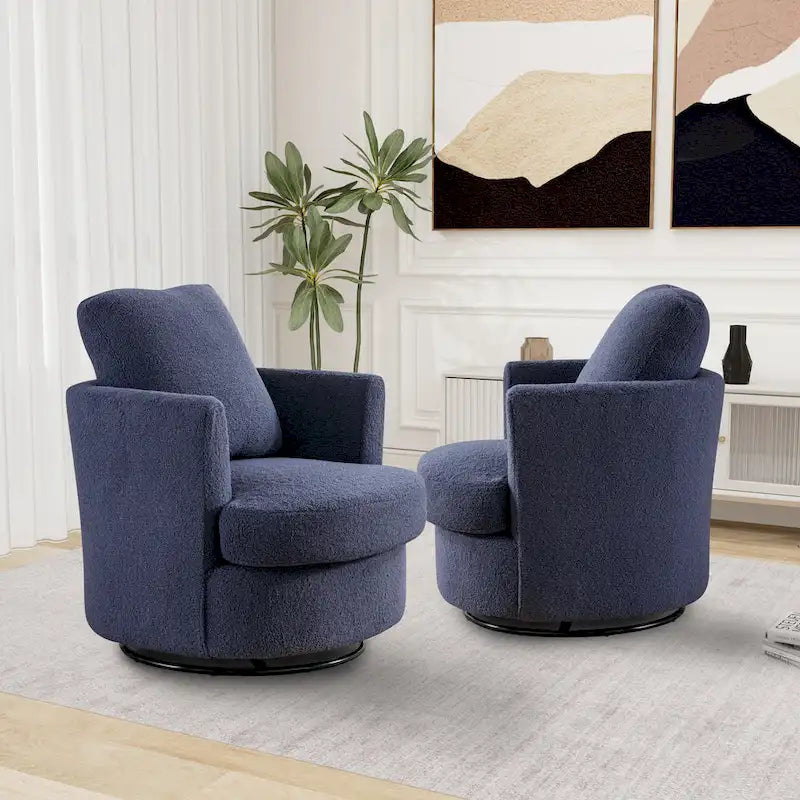 Fauteuil pivotant cylindrique moderne rembourré (lot de 2)