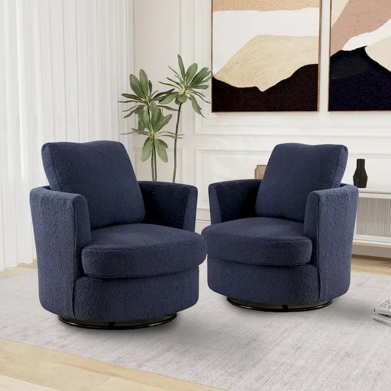 Fauteuil pivotant cylindrique moderne rembourré (lot de 2)