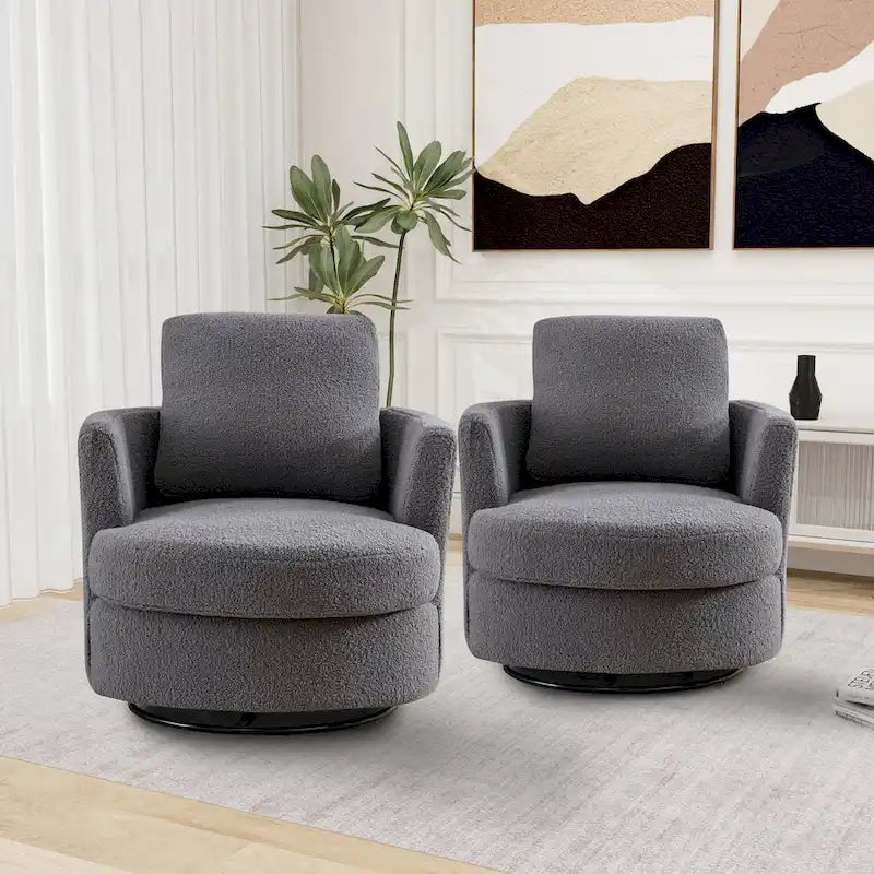 Fauteuil pivotant cylindrique moderne rembourré (lot de 2)