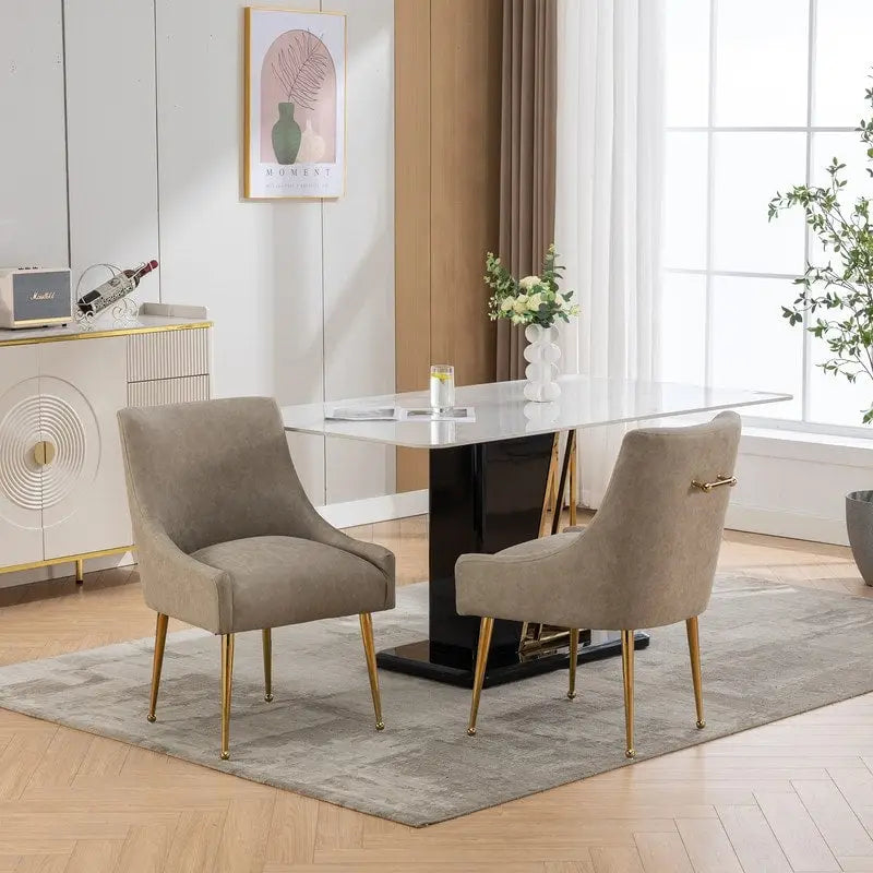Chaise de salle à manger ou de coiffeuse en similicuir moderne glamour, lot de 2 avec poignée arrière