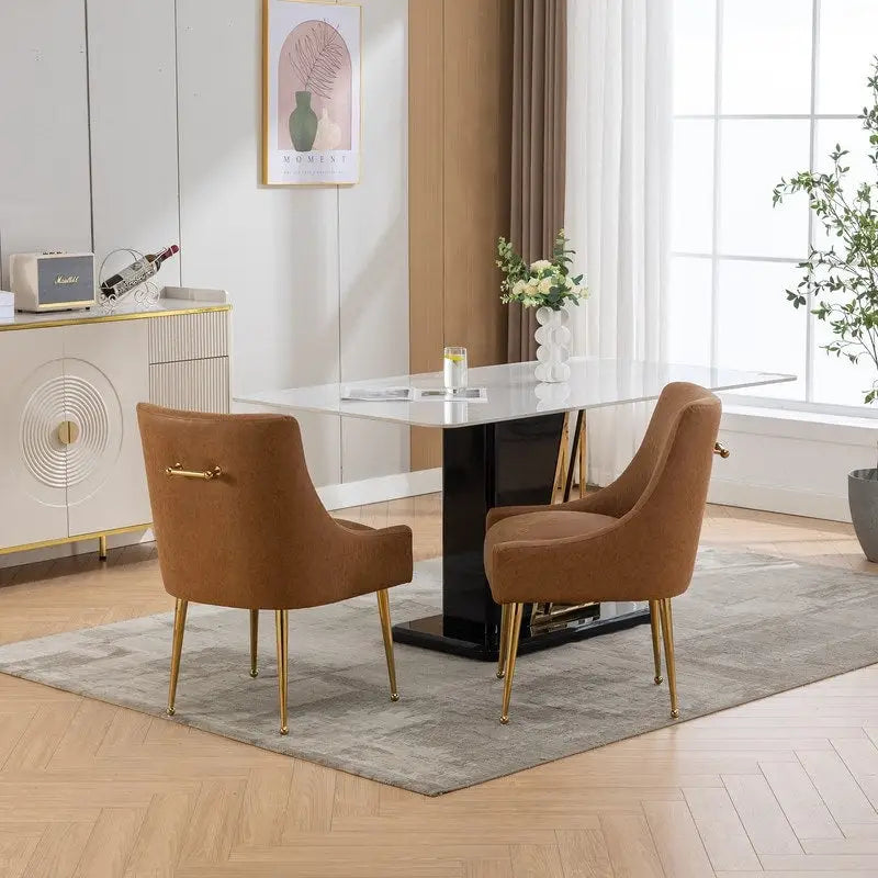 Chaise de salle à manger ou de coiffeuse en similicuir moderne glamour, lot de 2 avec poignée arrière