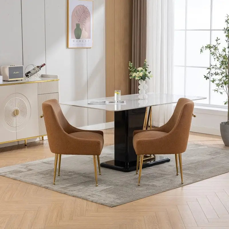 Chaise de salle à manger ou de coiffeuse en similicuir moderne glamour, lot de 2 avec poignée arrière